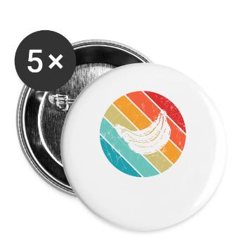 Banana Vegan Lover Retro Veggie Fruit Gift idea - Buttons groß 56 mm (5er Pack) - Weiß - Vorne