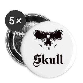 Totenkopf als Geschenkidee - Buttons groß 56 mm (5er Pack) - Weiß - Vorne
