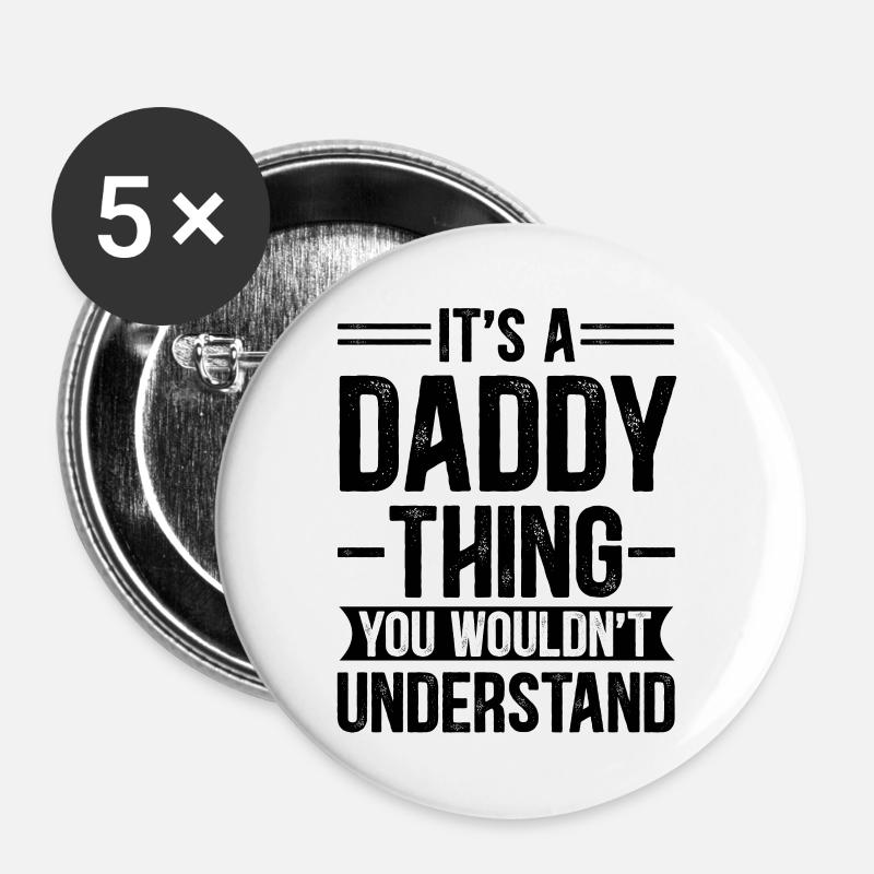 Family Daddy - Buttons large 2.2''/56 mm (5-pack) - white