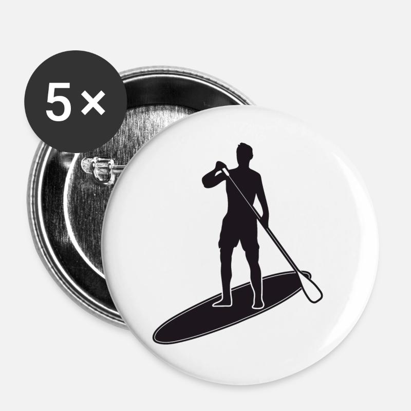 Stand up paddling - Man with paddle board - Buttons large 2.2''/56 mm (5-pack) - white