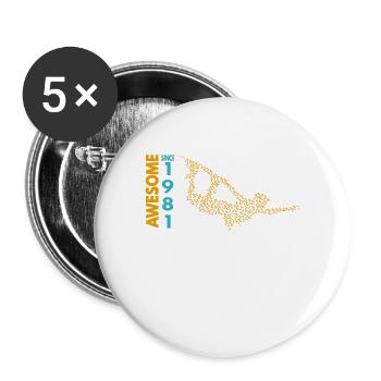 Awesome since 1981. Wakeboard Lifestyle - Buttons groß 56 mm (5er Pack) - Weiß - Vorne