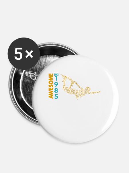 Awesome since 1985. Wakeboard Lifestyle - Buttons groß 56 mm (5er Pack) - Weiß