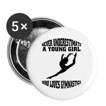 Gymnastics Floor Gymnastics Gymnast Girls Gymnastics - Buttons large 2.2''/56 mm (5-pack) - white - Front