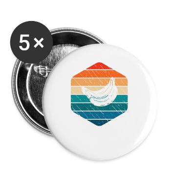 Banana Vegan Lover Retro Veggie Fruit Gift idea - Buttons groß 56 mm (5er Pack) - Weiß - Vorne