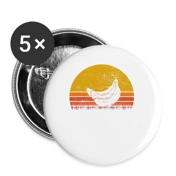 Banana Vegan Lover Retro Veggie Fruit Gift idea - Buttons groß 56 mm (5er Pack) - Weiß - Vorne