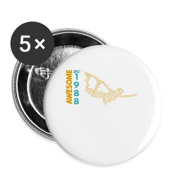 Génial depuis 1988. Wakeboard Lifestyle - Lot de 5 grands badges (56 mm) - blanc - Devant