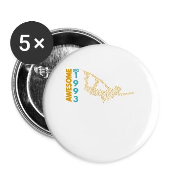 Awesome since 1993. Wakeboard Lifestyle - Buttons groß 56 mm (5er Pack) - Weiß - Vorne
