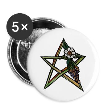 Grüner Hexenstern - Buttons groß 56 mm (5er Pack) - Weiß - Vorne