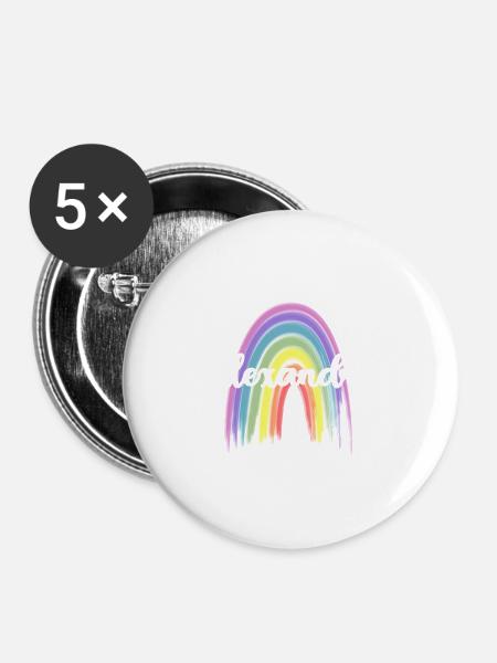 ALEXANDRA Rainbow Cursive - Buttons groß 56 mm (5er Pack) - Weiß