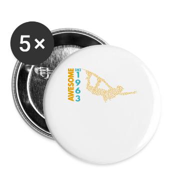 Awesome since 1963. Wakeboard Lifestyle - Buttons groß 56 mm (5er Pack) - Weiß - Vorne