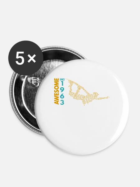 Awesome since 1963. Wakeboard Lifestyle - Buttons groß 56 mm (5er Pack) - Weiß