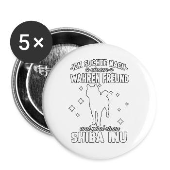 Hundetraining Gassi Shiba Inu Hunde Fan Shiba Inu - Buttons groß 56 mm (5er Pack) - Weiß - Vorne