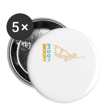 Génial depuis 2007. Wakeboard Lifestyle - Lot de 5 grands badges (56 mm) - blanc - Devant