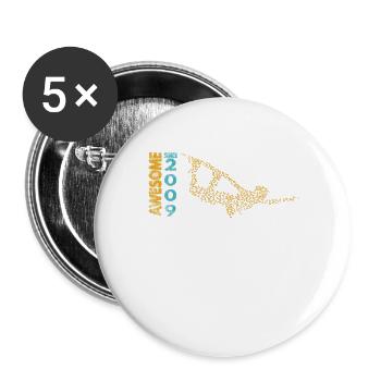 Génial depuis 2009. Wakeboard Lifestyle - Lot de 5 grands badges (56 mm) - blanc - Devant