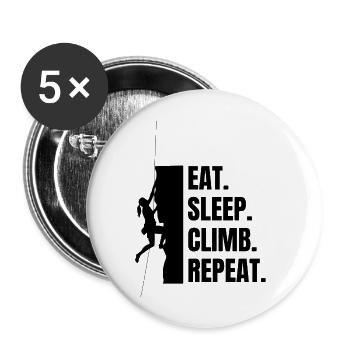 Escalade Escalade de bloc Alpinisme Montagnes Randonnée - Lot de 5 grands badges (56 mm) - blanc - Devant