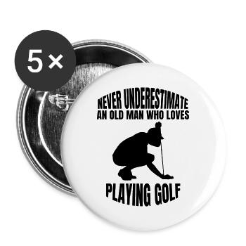 Golf Golfschläger Spruch Golfball Golfspielerin - Buttons groß 56 mm (5er Pack) - Weiß - Vorne