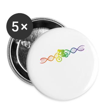 DNA Helix Regenbogen Genetik Mountainbike Bunt - Buttons groß 56 mm (5er Pack) - Weiß - Vorne