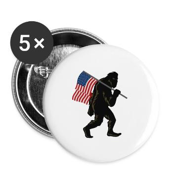 Bigfoot et drapeau américain - Lot de 5 grands badges (56 mm) - blanc - Devant