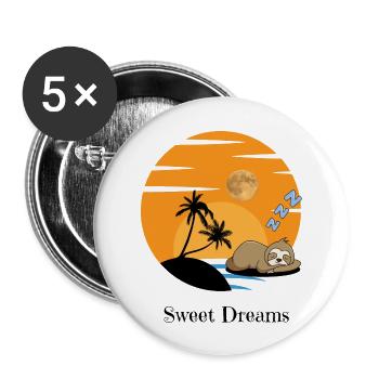 Süße Träume von lustiges Faultier - Buttons groß 56 mm (5er Pack) - Weiß - Vorne