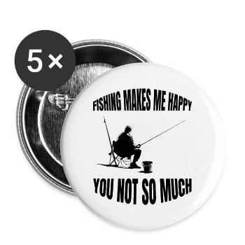 Pêche Hameçons Pêche Pêcheur Pêcheur Pêche - Lot de 5 grands badges (56 mm) - blanc - Devant