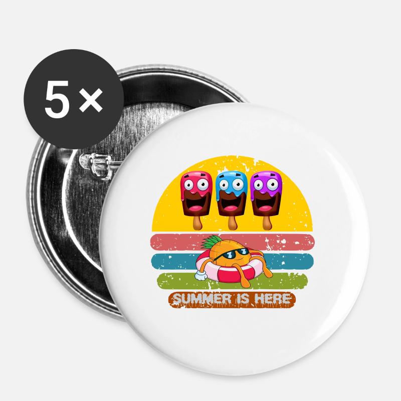 Summer is here - Buttons large 2.2''/56 mm (5-pack) - white