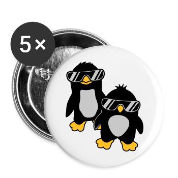 Pinguine Crew 2 Freunde - Buttons groß 56 mm (5er Pack) - Weiß - Vorne
