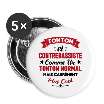Tonton et Contrebassiste comme un tonton normal - Lot de 5 grands badges (56 mm) - blanc - Devant