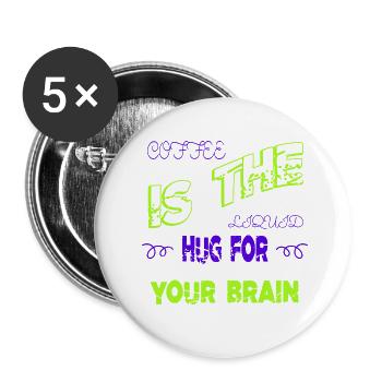 coffee caffeine happy coffeebean milk latte office - Buttons large 2.2''/56 mm (5-pack) - white - Front
