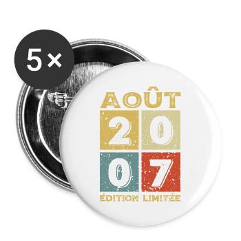 Août 2007 Original Idée Cadeau Anniversaire - Lot de 5 grands badges (56 mm) - blanc - Devant
