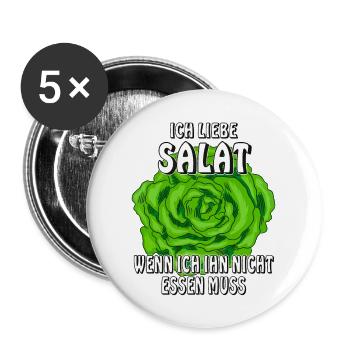ICH LIEBE SALAT - Buttons groß 56 mm (5er Pack) - Weiß - Vorne