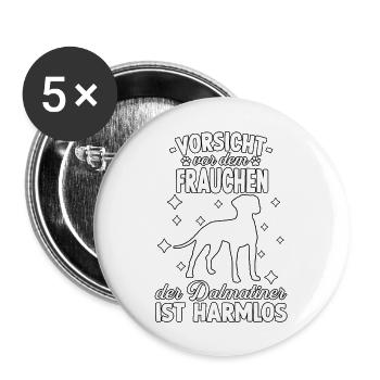 Dalmatiner Hundeschule Dalmatiner Motiv Frauchen - Buttons groß 56 mm (5er Pack) - Weiß - Vorne