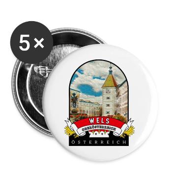 Oberösterreich Wels Österreich Souvenir - Buttons groß 56 mm (5er Pack) - Weiß - Vorne