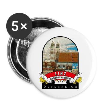 Oberösterreich Linz Österreich Souvenir - Buttons groß 56 mm (5er Pack) - Weiß - Vorne