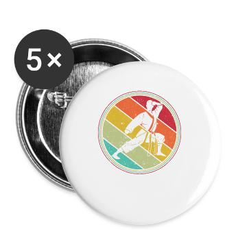 Karate Athlet Sparring Kampfsport Kämpfer Asien - Buttons groß 56 mm (5er Pack) - Weiß - Vorne