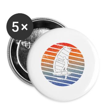 Windsurfer Surf Kitesurfer Cadeau Planche à voile - Lot de 5 grands badges (56 mm) - blanc - Devant