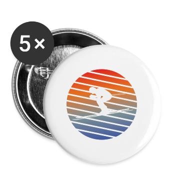 Skifahrer Weihnachten Ski Skifahren Wintersport - Buttons groß 56 mm (5er Pack) - Weiß - Vorne