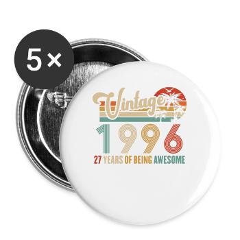 Vintage Année 1996 Anniversaire 27 Ans Idée Cadeau - Lot de 5 grands badges (56 mm) - blanc - Devant