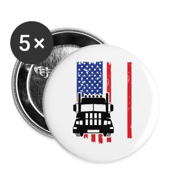 USA LKW - Buttons groß 56 mm (5er Pack) - Weiß - Vorne
