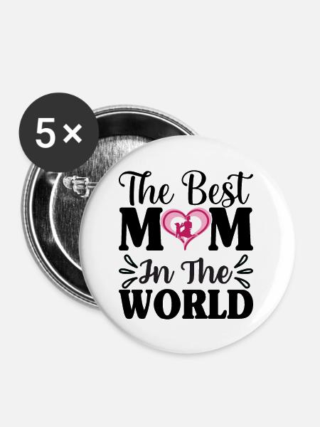 Die beste Mutter der Welt - Buttons groß 56 mm (5er Pack) - Weiß