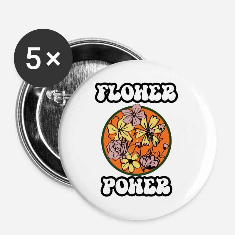 Flower Power - Buttons large 2.2''/56 mm (5-pack) - white