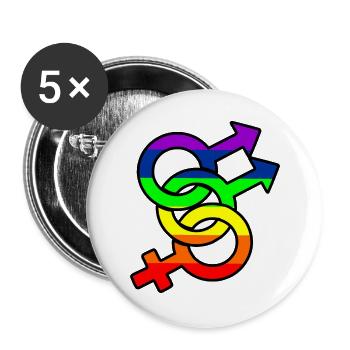 Geschlecht bisexuell 1 Logo mit Regenbogen - Buttons groß 56 mm (5er Pack) - Weiß - Vorne