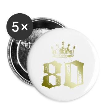 80 Zahl Krone - Buttons groß 56 mm (5er Pack) - Weiß - Vorne