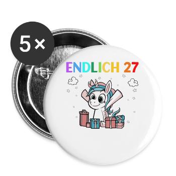Endlich 27 Meine Eltern Wohnen Immer Noch Bei Mir - Buttons groß 56 mm (5er Pack) - Weiß - Vorne