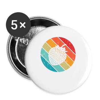 Strawberry Fruit Lover Retro Healthy Gift idea - Buttons groß 56 mm (5er Pack) - Weiß - Vorne