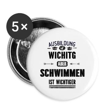 Lustiges Sprüche Design Schwimmen Cooler Spruch - Buttons groß 56 mm (5er Pack) - Weiß - Vorne