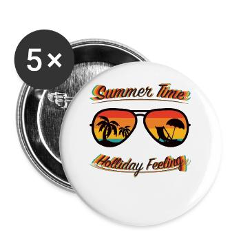 Heure d’été - Sentiment de vacances - Lot de 5 grands badges (56 mm) - blanc - Devant