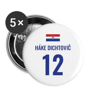 Fußball Sauf Trikot Kroatien Mallorca Party Gruppe - Buttons groß 56 mm (5er Pack) - Weiß - Vorne