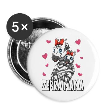 Zebra Mama Muttertag Mom Mutter für eine Mama - Buttons groß 56 mm (5er Pack) - Weiß - Vorne