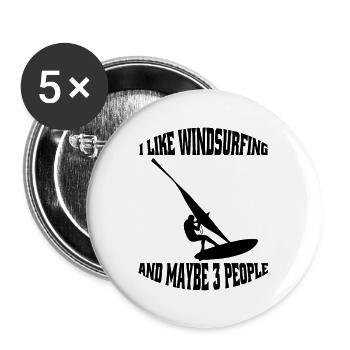 Windsurfer Geschenk Surfen Kitesurfer Windsurfing - Buttons groß 56 mm (5er Pack) - Weiß - Vorne