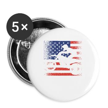 Braaap Vintage USA Drapeau Américain Dirt Bike - Lot de 5 grands badges (56 mm) - blanc - Devant